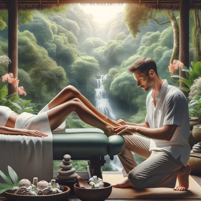 Tranquil Foot Reflexology Session in Natural Setting