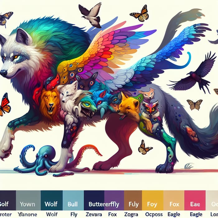 Vivid Fantasy Animal: Wolf, Bull, Butterfly, Raven & More