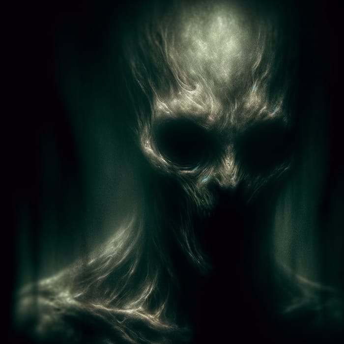 Distorted Face in Shadows: Eldritch Horror Gazing Forth