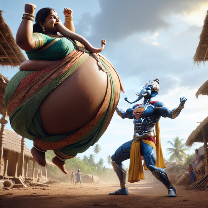 Superhero Ganesha Rescues Joyous Woman in Village | Heartwarming Scene