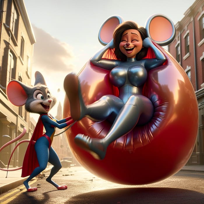 Minnie Mouse Foils Villain's Plan with Woman's Balloon Outfit