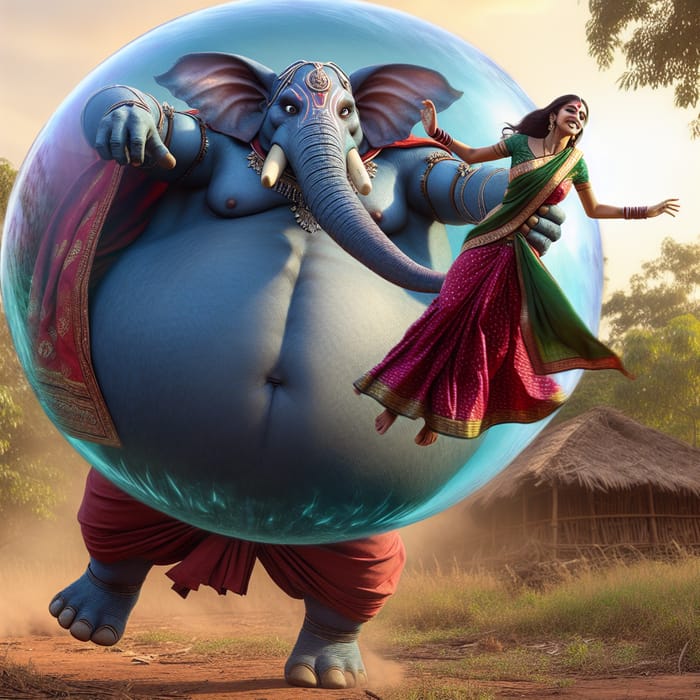 Supernatural Ganesha Superhero Saves Indian Woman with Bubble Diaper