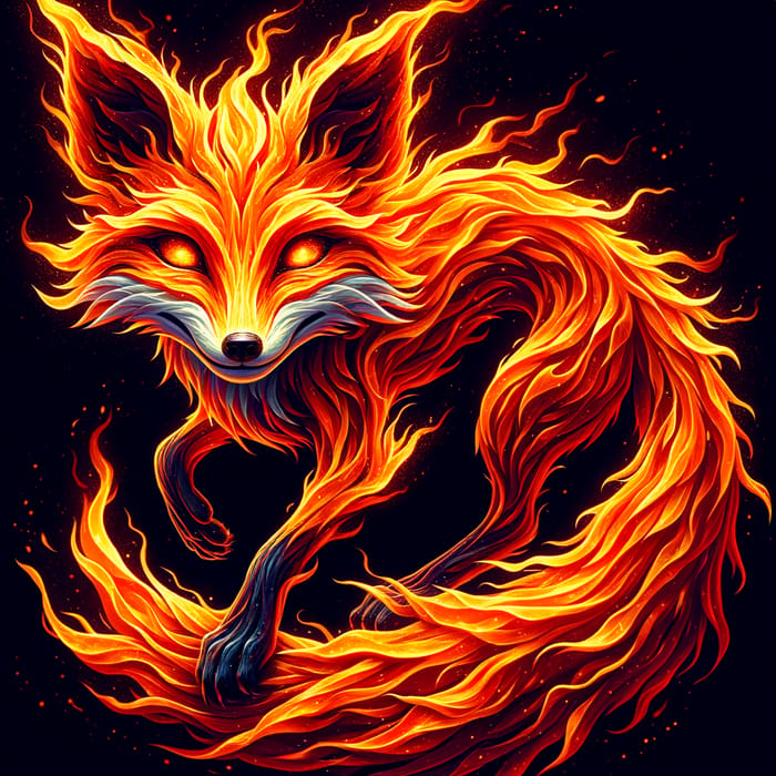 Fire Fox with a Cunning Smile - Fiery Fox Image
