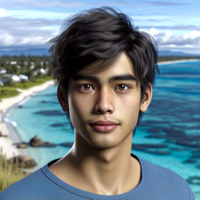 Hyperrealistic 17-Year-Old South Asian Male with Marine Background in 4K