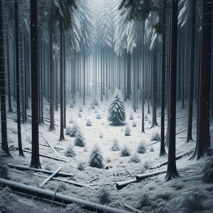 Snowy Forest Serenity - A Peaceful Winter Scene