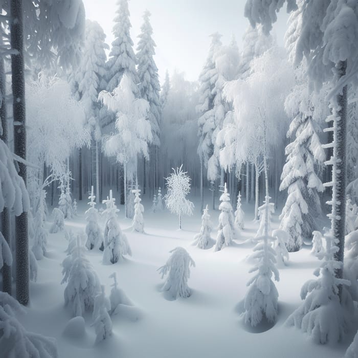 Snowy Forest with Serene Empty Space