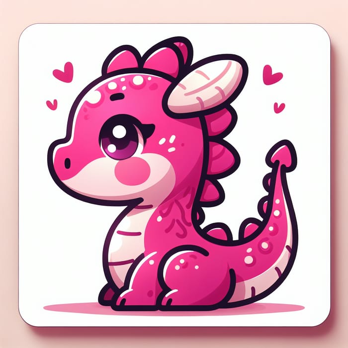 Cute Pink Dragon Profile, Funny Cartoon-Style in 8k