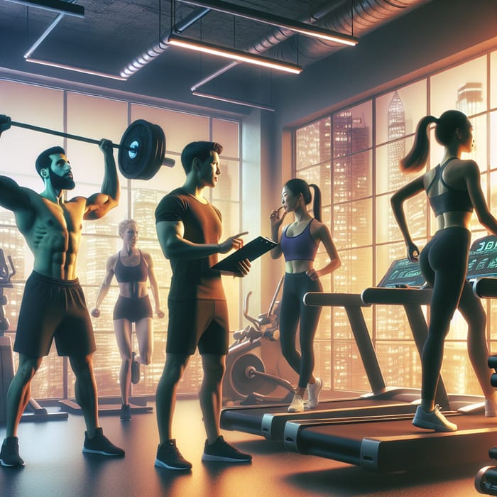 Vibrant Gym Scene with Diverse Gym-Goers
