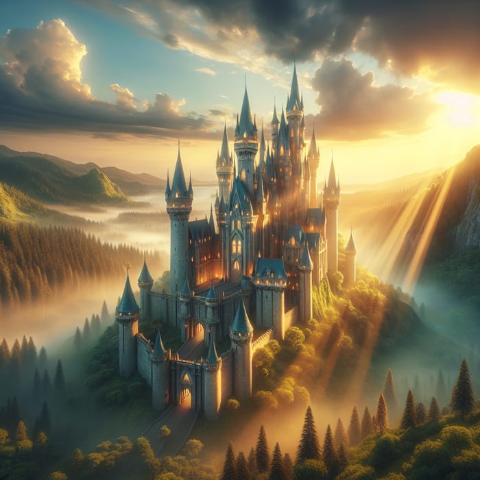 Majestic Castle Surrounded by Enchanting Beauty and Wonder