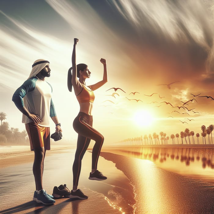 Success & Motivation: Beach Scene Inspiring Evening Runners