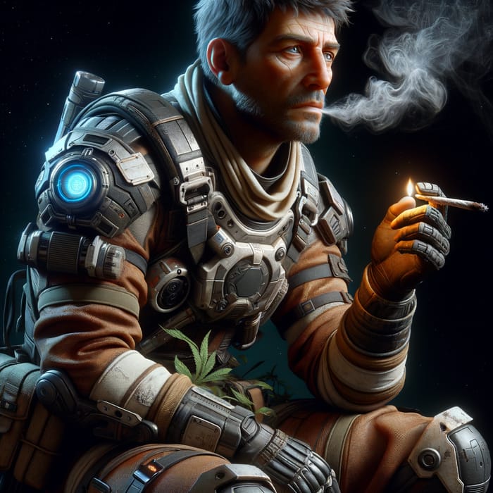 Futuristic Jedi Knight Smoking Blunt