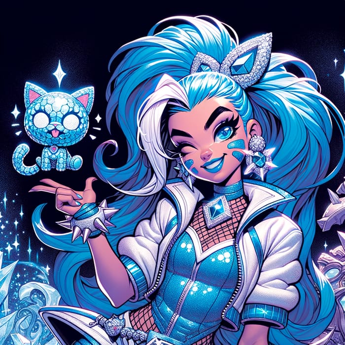 Ice Spice Gyatt: Playful Character with Electric Blue Hair