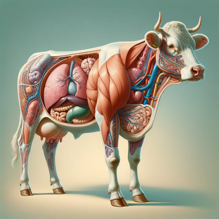 Cow's Inner Organs: Detailed Anatomical Illustration