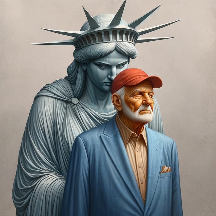 Contemporary Statue of Liberty Disapproving Trump Lookalike
