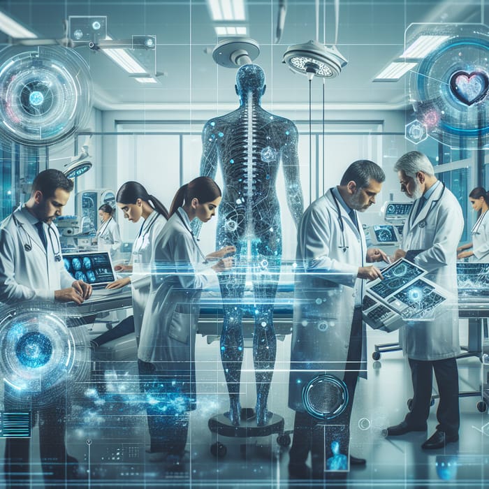 Doctor Undefined Doctors Assisted by AI in a Futuristic Hospital Art | AI Art Generator ...