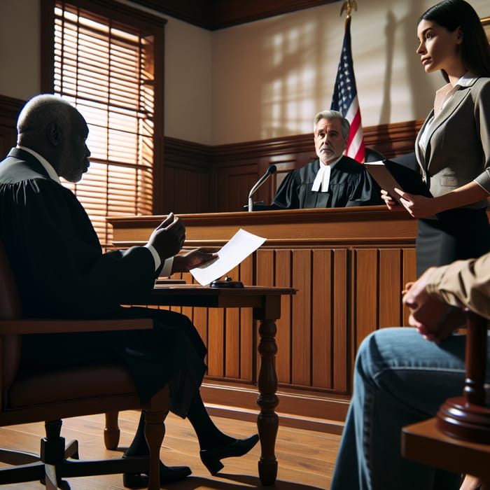 Diverse Courtroom Drama: Legal Juicio with Judge, Attorney & Defendant