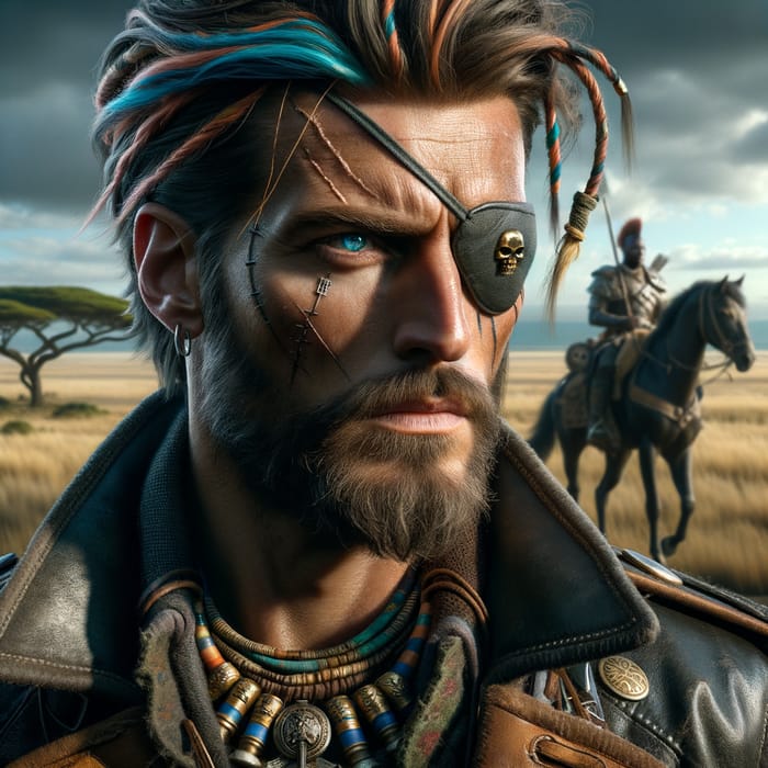 Cinematic Numidian Cavalryman with Turquoise Eyes and Braided Hair | Rugged Ranger