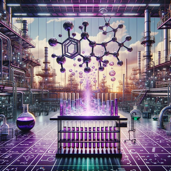 Vibrant Chemical Reactions at Modern Oil Refinery Lab