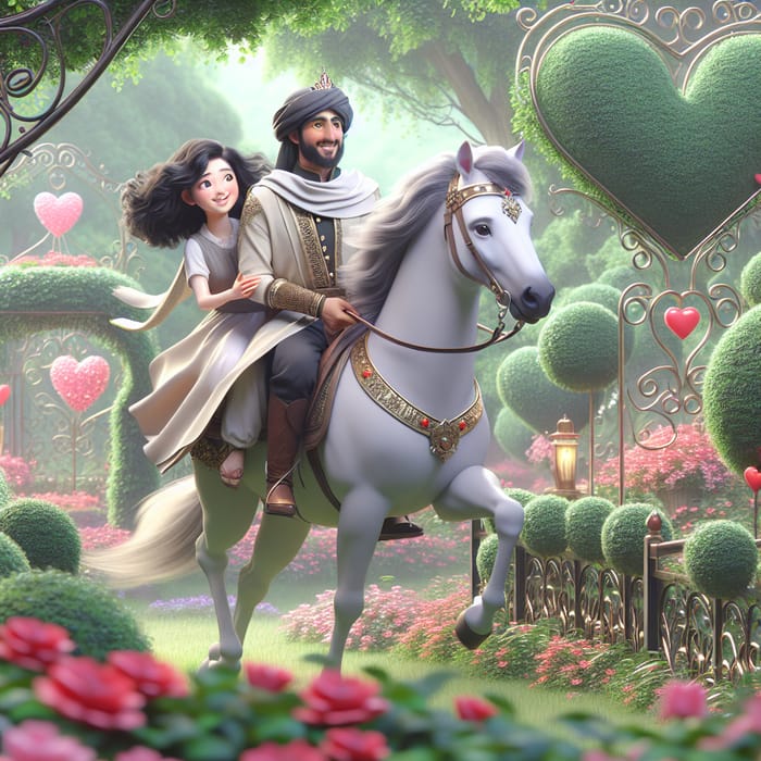 3D Prince and Girlfriend Horse Ride. Celebrate Velentain in Lovely Garden