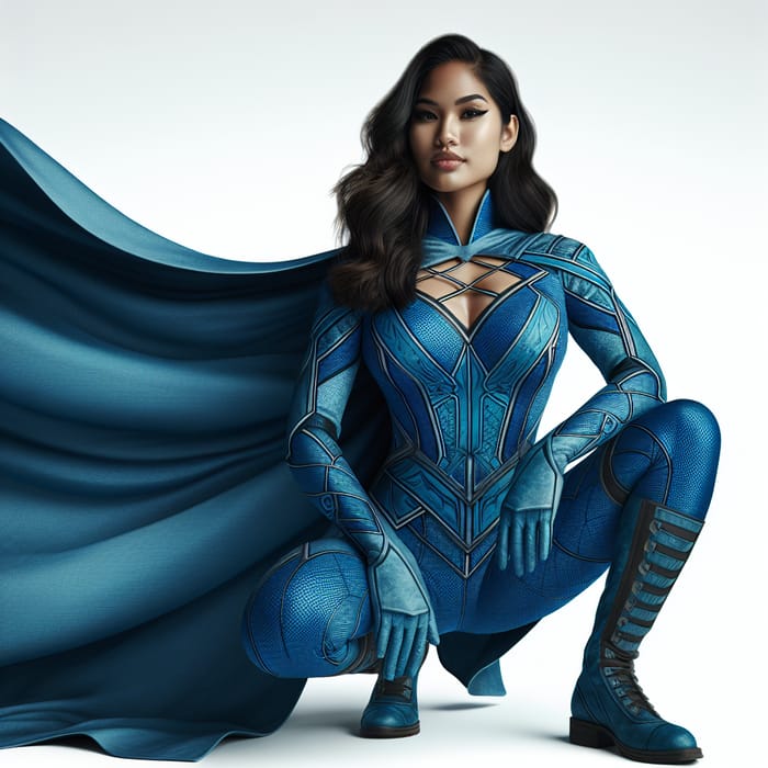 Superhero Woman in Blue Costume | Empowering South Asian Superheroine