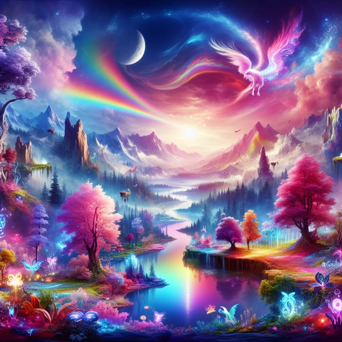 Dreamlike Enchanted Forest Panorama | AI Art Generator | Easy-Peasy.AI