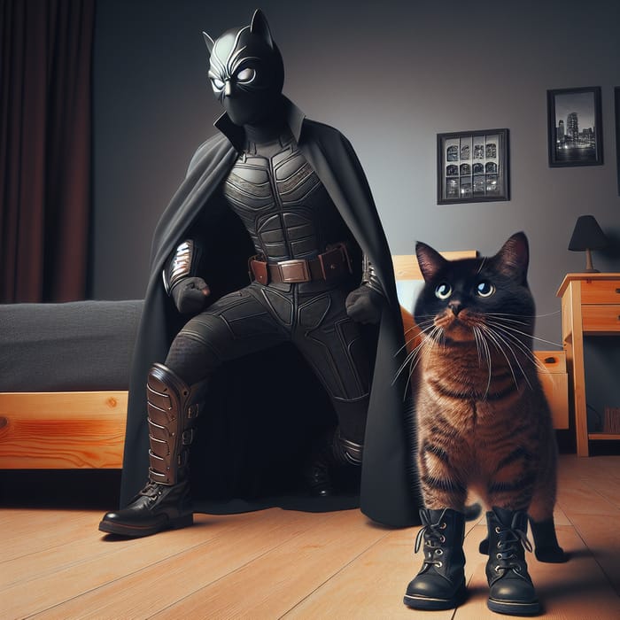 Cat in Boots and Batman: Nocturnal Superhero Duo