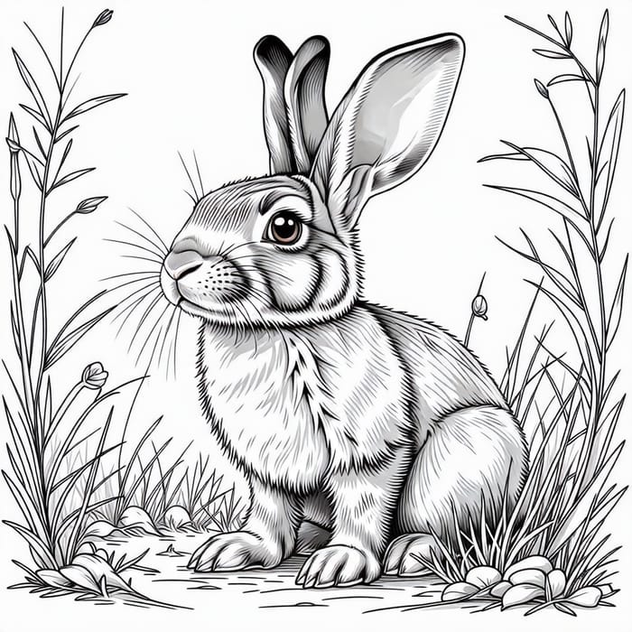 Hare Coloring Page for Kids | Printable Activity
