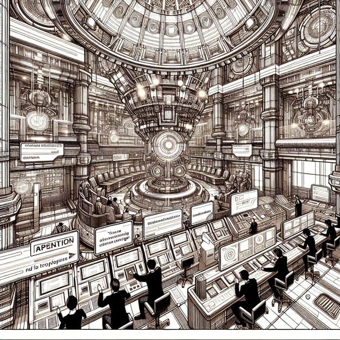 Cyberpunk Bank Interior With Futuristic Elements | Manga Art Inspired Image