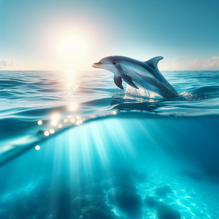 Majestic Dolphin Swimming in Ocean Sunshine