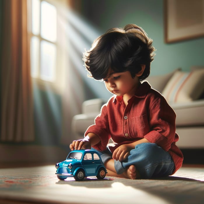 Young Boy Playing with Car
