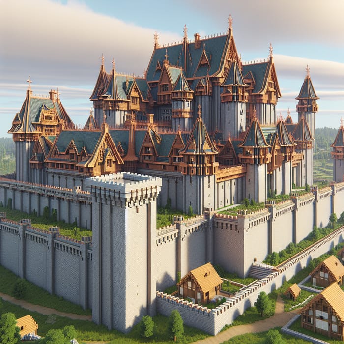 Intricate Minecraft 1.20 Castle with Modern Medieval Walls