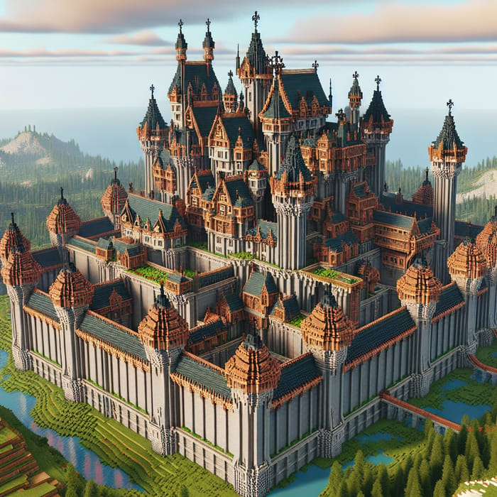 Modern Medieval Castle on Hill | Minecraft 1.20 Inspired