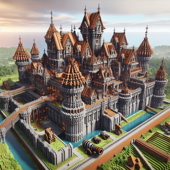 Intricately Built Copper Castle in Minecraft
