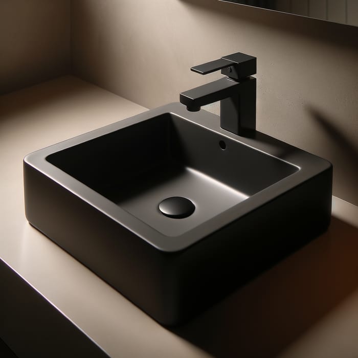 Minimalist Black Matte Square Sink - Clean Design