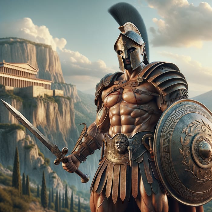 Greek Gladiator | Imposing Figure with Traditional Weaponry