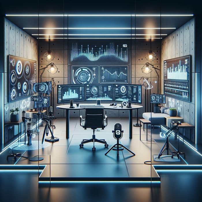 Futuristic Digital Office Design for Waleed's YouTube Channel