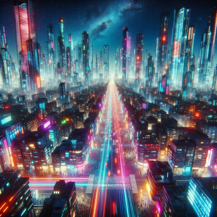 Cyberpunk Neon Cityscape | Vibrant Lights, Futuristic Urban Scene
