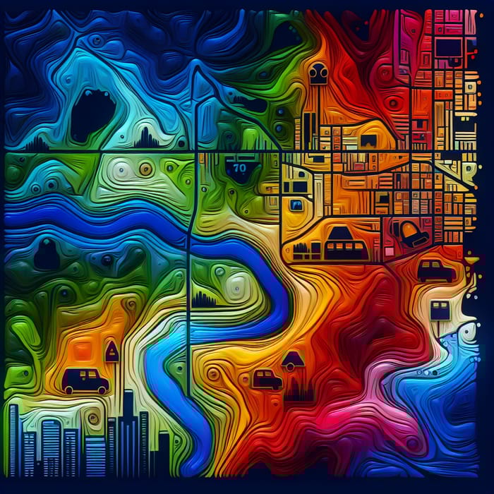 Abstract Crime Map Art: Colorful Crime Representation | AI Art ...