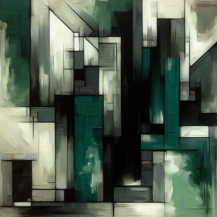 Dynamic Dark Green Abstract Expressionism Artwork