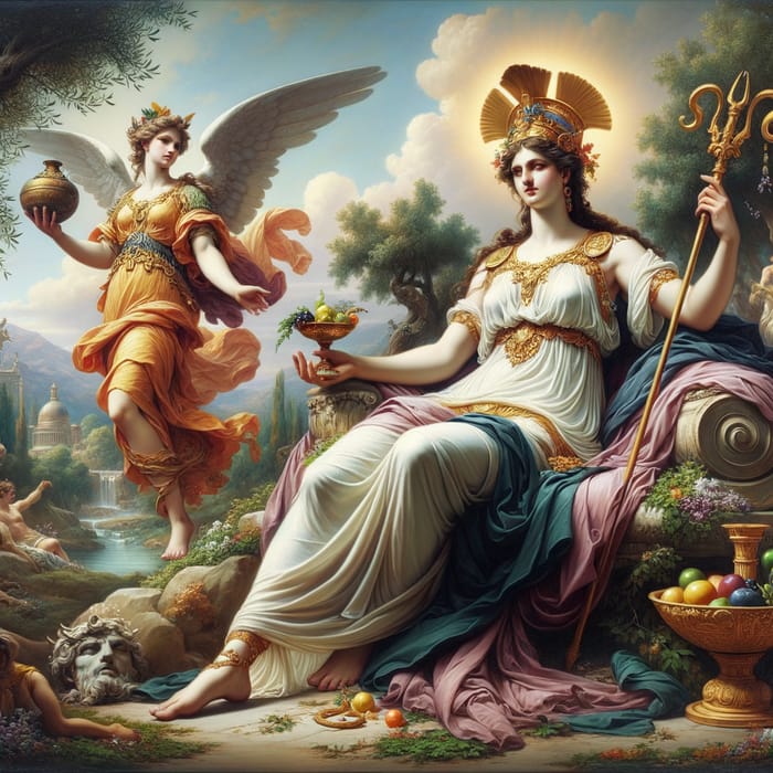Goddesses Athena and Concordia Oil Painting Inspired by Rubens