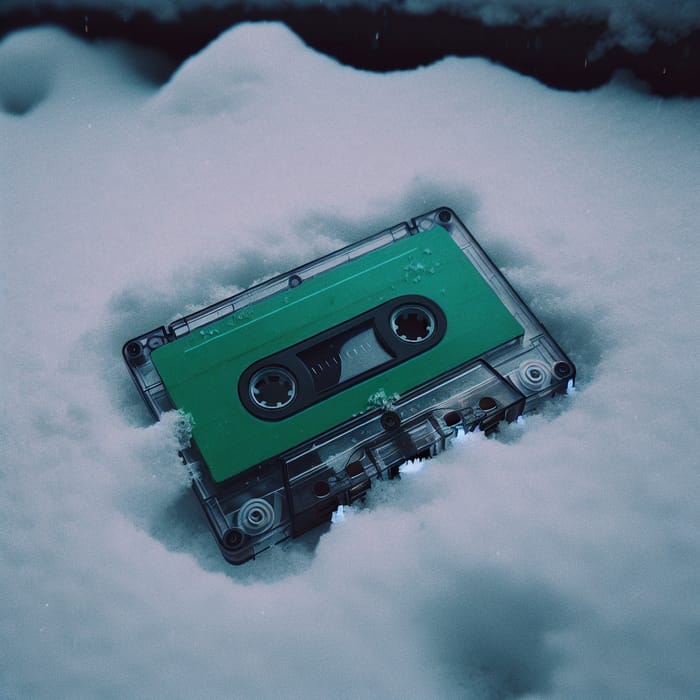 Nostalgic Green Cassette in Melancholic Setting