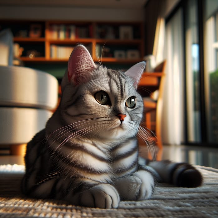 Elegant American Shorthair Cat Posing in Sunlight