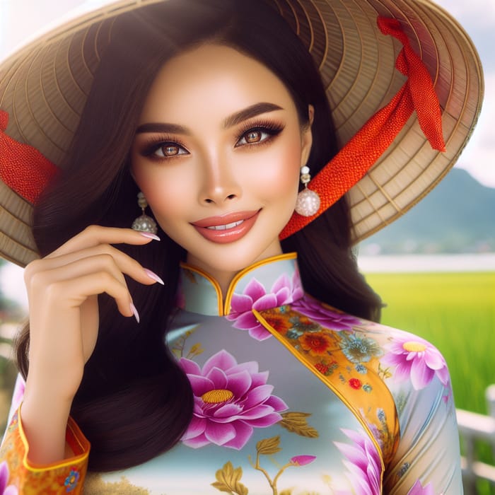 Vietnamese Beauty: Captivating Style in Ao Dai and Conical Hat