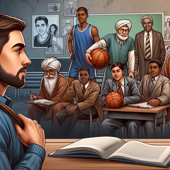 Close-up of Adult with Student Memories | Basketball & Classroom Scenes