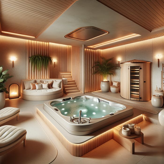Tranquil SPA Oasis with Mini Hot Tub, Sauna & Chaise Longues