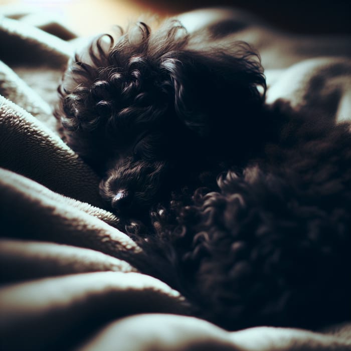 Sleeping Black Toy Poodle - Serene Image