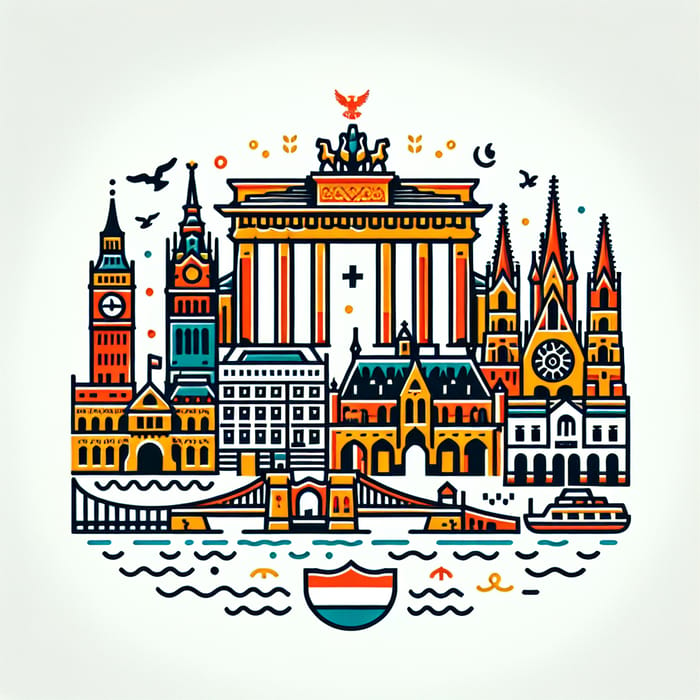European Cities Logo - Iconic Visuals of Berlin, Prague, Krakow, Budapest, Vienna
