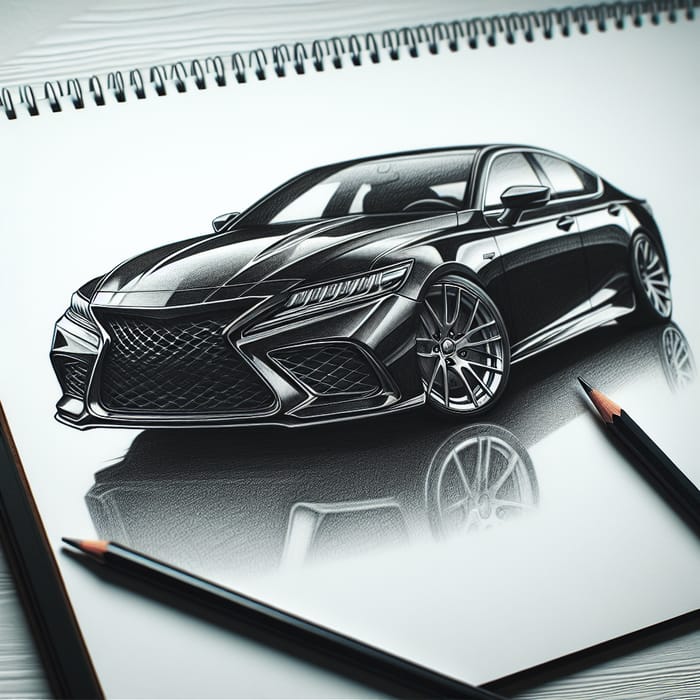 Detailed Pencil Sketch of Black Car - Stunning Artwork