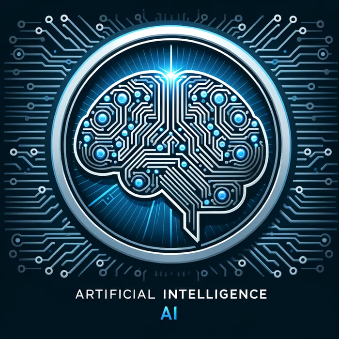 Futuristic Artificial Intelligence Logo with Circuit Board Design