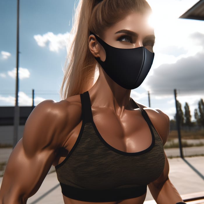 Athletic Blonde Woman Outdoor Workout | Intense Expression